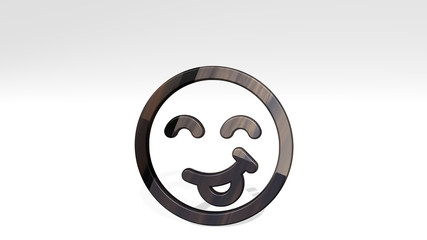Fototapeta premium SMILEY TONGUE 3D icon standing on the floor - 3D illustration for face and emoticon