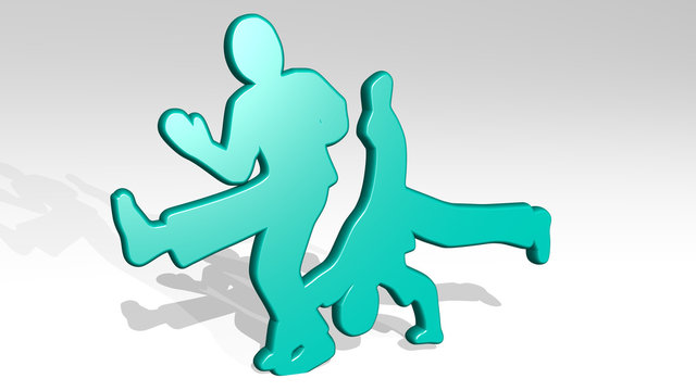 dancing 3D icon casting shadow - 3D illustration for dance and background