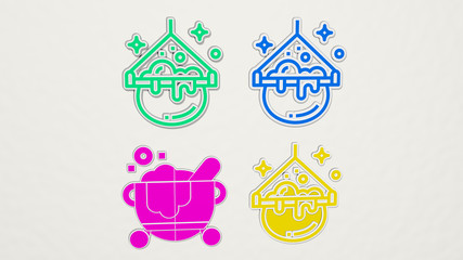 MAGIC POT colorful set of icons - 3D illustration