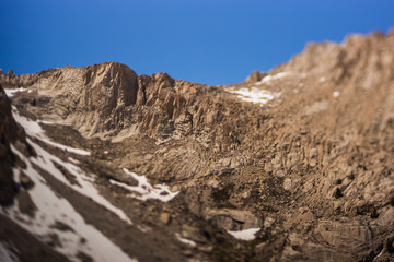 mountain landscape tilt-shift giving miniature effect 