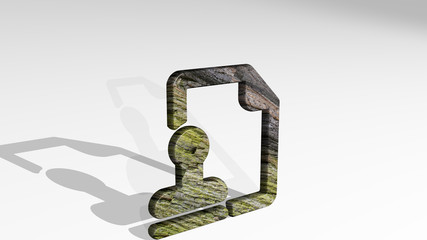 office file stamp 3D icon standing on the floor - 3D illustration for business and businessman