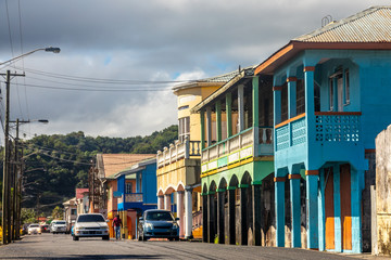 City center of caribbean town  Georgetown, Charlotte, Saint Vincent and the Grenadines - obrazy, fototapety, plakaty