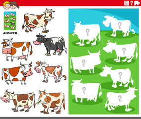 Obraz na płótnie Canvas matching shapes game with cartoon cows characters