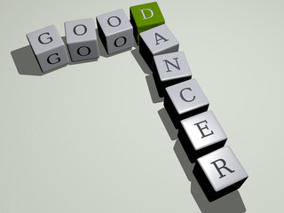 GOOD DANCER crossword by cubic dice letters - 3D illustration for background and concept