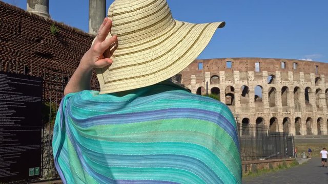 Tourist visiting Rome, Colosseum