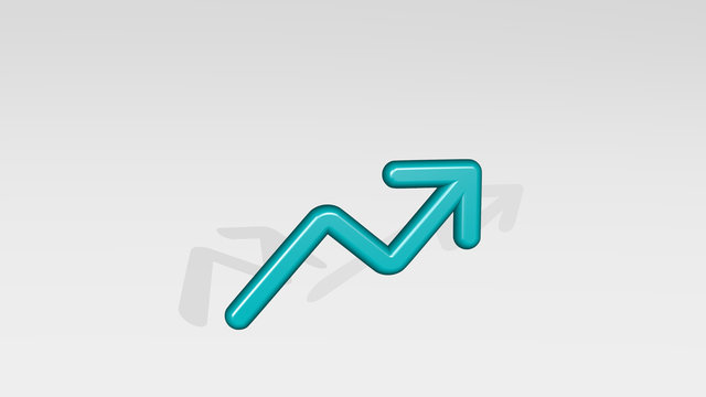 graph stats ascend 3D icon casting shadow - 3D illustration for business and chart