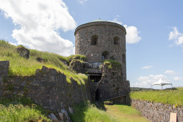 Bohus Fortress tower in a sunny day, Kungalv, Bohuslan, Sweden.
