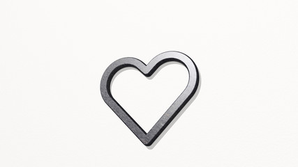 love it 3D icon on the wall - 3D illustration for background and heart