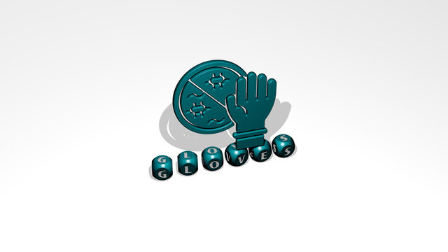 GLOVES 3D icon over cubic letters - 3D illustration for background and boxing