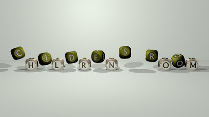 CHILDRENS ROOM dancing cubic letters - 3D illustration for background and childhood