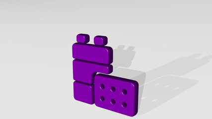 MODULE BLOCKS 3D icon casting shadow - 3D illustration for background and space