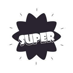 slang bubbles, sticker super over white background, silhouette icon style