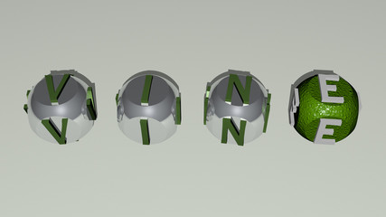 vine text of cubic individual letters - 3D illustration for background and green