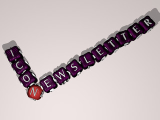 newsletter icon crossword of colorful cubic letters - 3D illustration for design and background