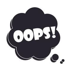 slang bubbles opps cloud over white background, silhouette icon style