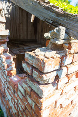 Chernobyl radioactive contamination. Overgrown of plants streets of towns and villages in Chernobyl zone. People left city during disaster. Catastrophe at nuclear power plant. Ghost town Pripyat