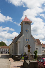 Fototapeta premium Typical street with colorful building, Kungalv, Sweden.
