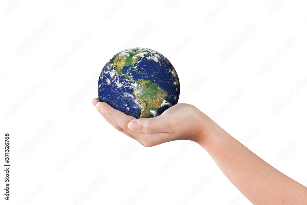 Canvas Prints environment day concept, globe in hand isolated on white. elements of this image furnished by nasa