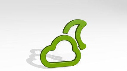 weather night cloudy 3D icon casting shadow - 3D illustration for background and blue