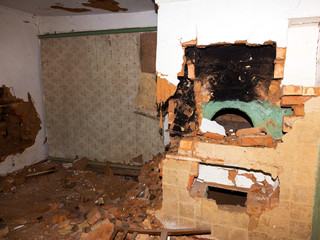 Abandoned House Interior In Chernobyl.Chernobyl radioactive contamination. Consequences of looting...