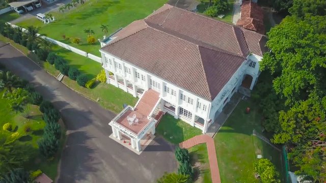 Governor's Museum in Melaka, Malaysia. Landscape Drone Shot with 4k resolution