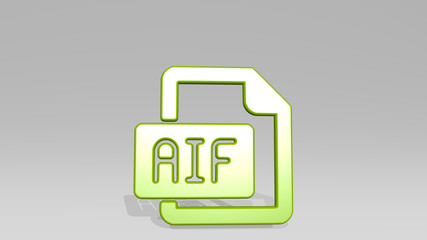 audio file aif 3D icon casting shadow - 3D illustration for background and music