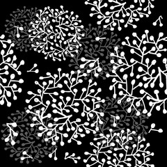 Seamless monochrome floral background. Vector illustration