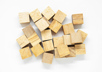 Mix O and X wooden block use for tic tac toe game lay on white background for idea concept design