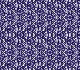 Intricate geometric pattern in classic blue and white seamless pattern vector background