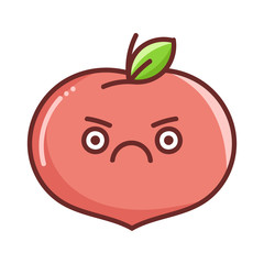 kawaii angry peach cartoon illustration