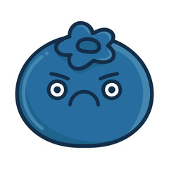 kawaii angry blueberry cartoon illustration
