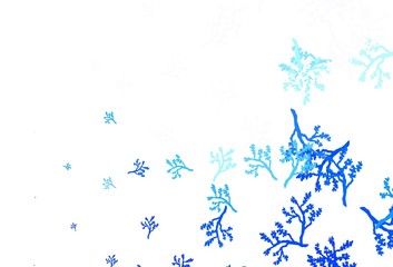 Light BLUE vector doodle background with branches.