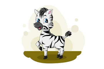 Fototapeta na wymiar zebra cute and funny cartoon animals