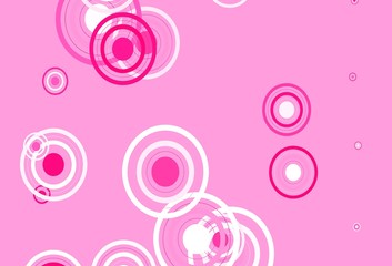 Light Pink vector texture with disks, lines.