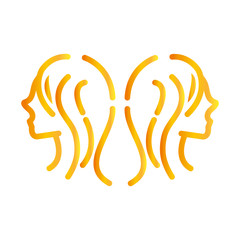 twins female heads character white background gradient style icon