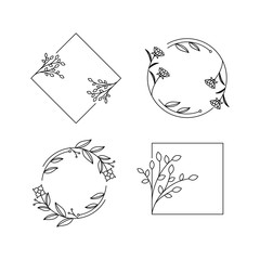 Flower line logo art icon vektor. beautiful nature.