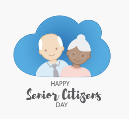 Happy Senior Citizens day vector. Cute senior couple illustration.