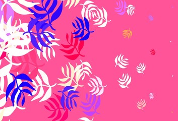 Light Blue, Yellow vector abstract pattern with leaves.