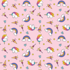 Tileable repeat seamless Unicorn theme wallpaper and pattern