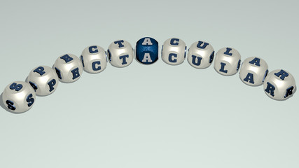 spectacular curved text of cubic dice letters - 3D illustration for beautiful and view