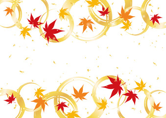 Fototapeta na wymiar 紅葉と円の秋の背景