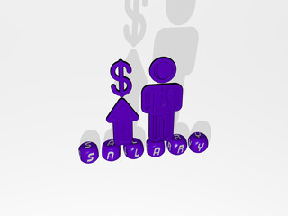 salary 3D icon over cubic letters - 3D illustration for business and money