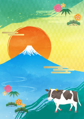 Fototapeta na wymiar illustration of Mt.Fuji and sky
