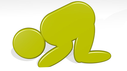 MUSLIM PRAYER SIGN 3D icon casting shadow - 3D illustration for arabic and arab