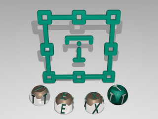 text round text of cubic letters around 3D icon - 3D illustration for background and concept
