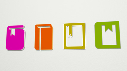 BOOK WITH BOOKMARK 4 icons set - 3D illustration