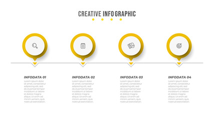 Vector infographic design template with circle and icon. Business concept with 4 options or steps. Can be used for workflow diagram, info chart, web design.