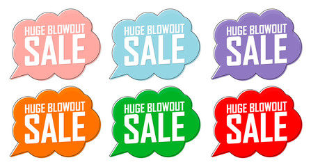 Set Huge Blowout Sale banners, discount tags design template, vector illustration