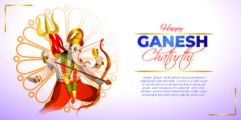 vector illustration for Indian festival Ganesh Chaturthi with text Ganesh Chaturthi means Ganesh Chaturthi.