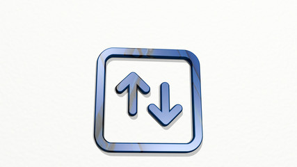 data transfer square vertical 3D icon on the wall - 3D illustration for business and concept
